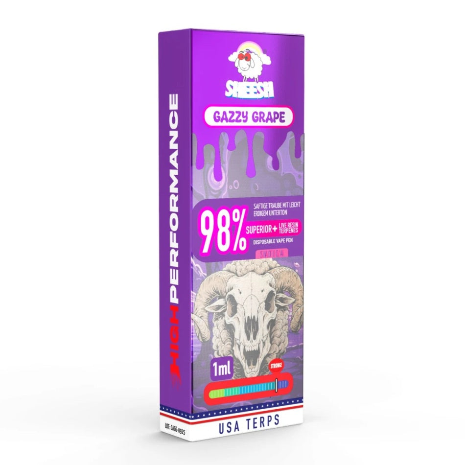 Sheesh 98% Superior Einweg Vape Pen Grazy Grape 1ml mit Steuerbanderole