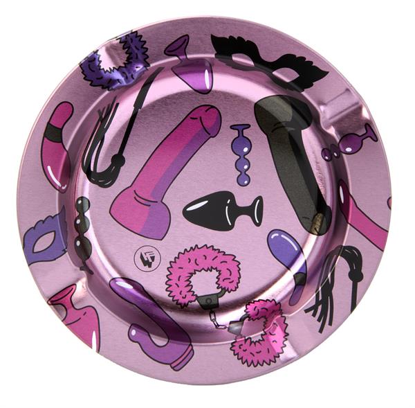 Metall Aschenbecher, "SEX TOY PATTERN Metallic"