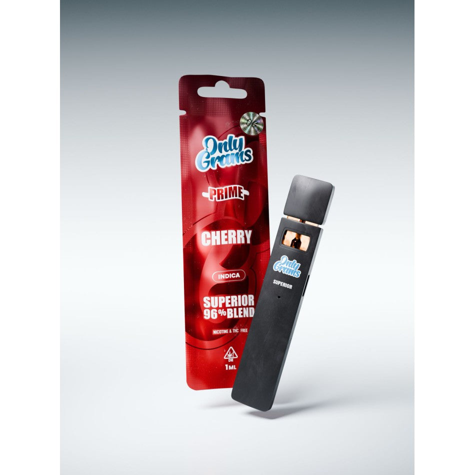 Only Grams V2 Prime "Cherry" 96% Superior Blend, Nikotine & THC Frei,600 Züge,1ml