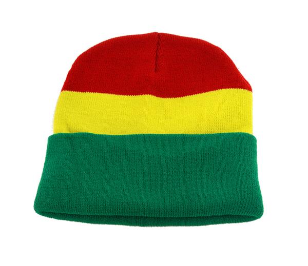 Acryl-Strickmütze Winter, breit gestreift "RASTA"