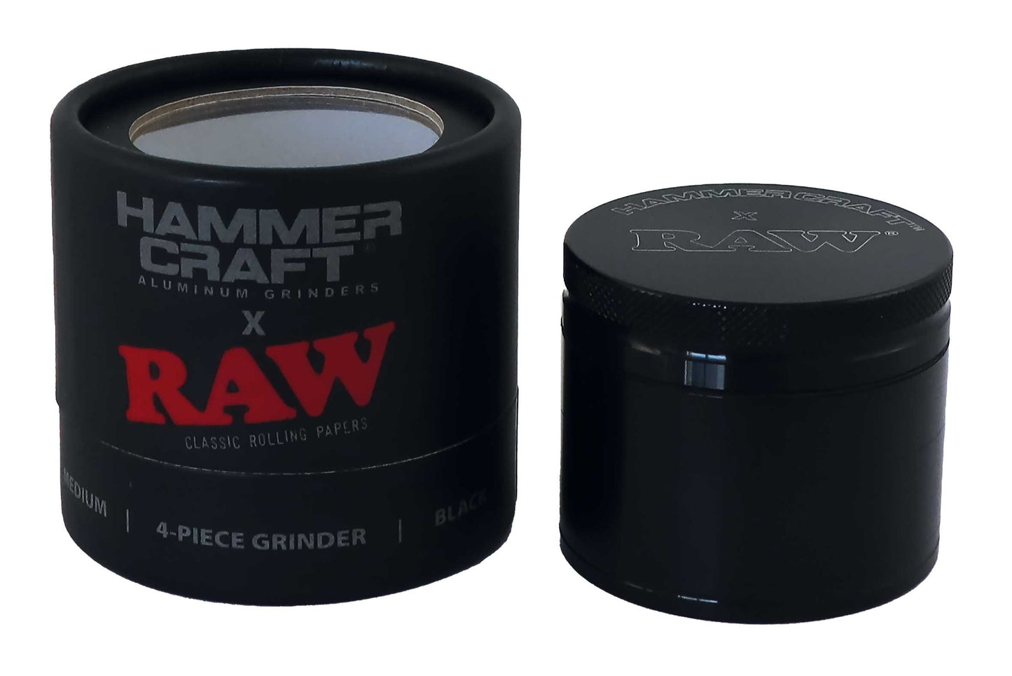 "RAW Hammercraft x" Alu Grinder, 4-part, ø 55mm, M, schwarz