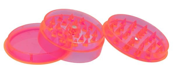 Plastikgrinder 3-teilig, magnetisch, 60mm, NEON-Pink, UV-aktiv