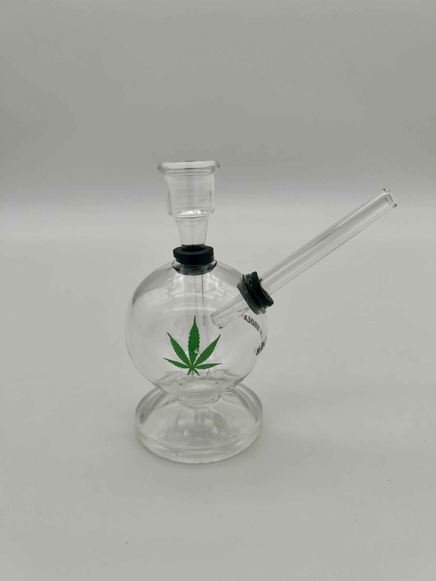 B.B.Bhole Glasbong-11cm mit Blatt Motiv