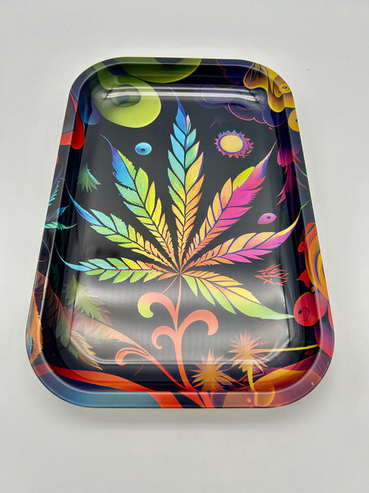 "Colourful Leaf" Dreh-Tablett - Rolling Tray 29x19x1