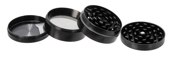 CNC Aluminium Grinder ø 50mm, 4-part - schwarz "glow in the dark - Skull"