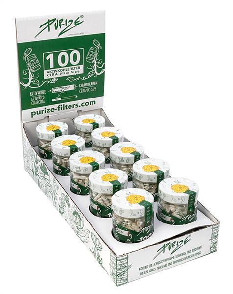 PURIZE Aktivkohlefilter, XTRA Slim weiß, ø 5,9mm, 100er GLAS