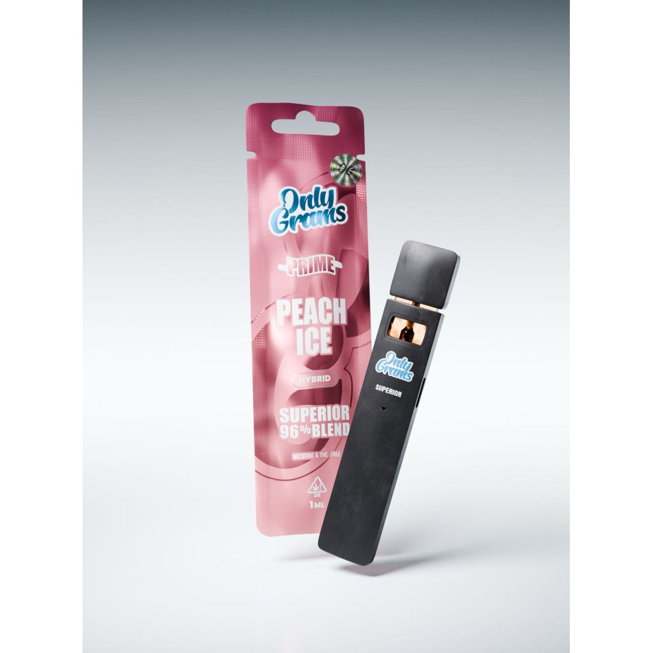 Only Grams V2 Prime "Peach Ice" 96% Superior Blend, Nikotine & THC Frei,600Züge,1ml