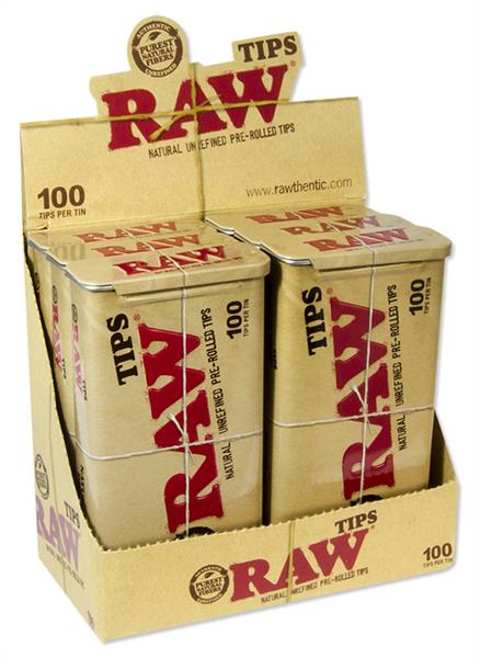 RAW 100er Dose Unrefined Pre Rolled Tips mit Metalldose