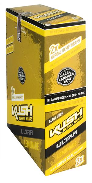 Kush Ultra Herbal Wraps, YELLOW, Lemonade,2 Wraps pro Folie