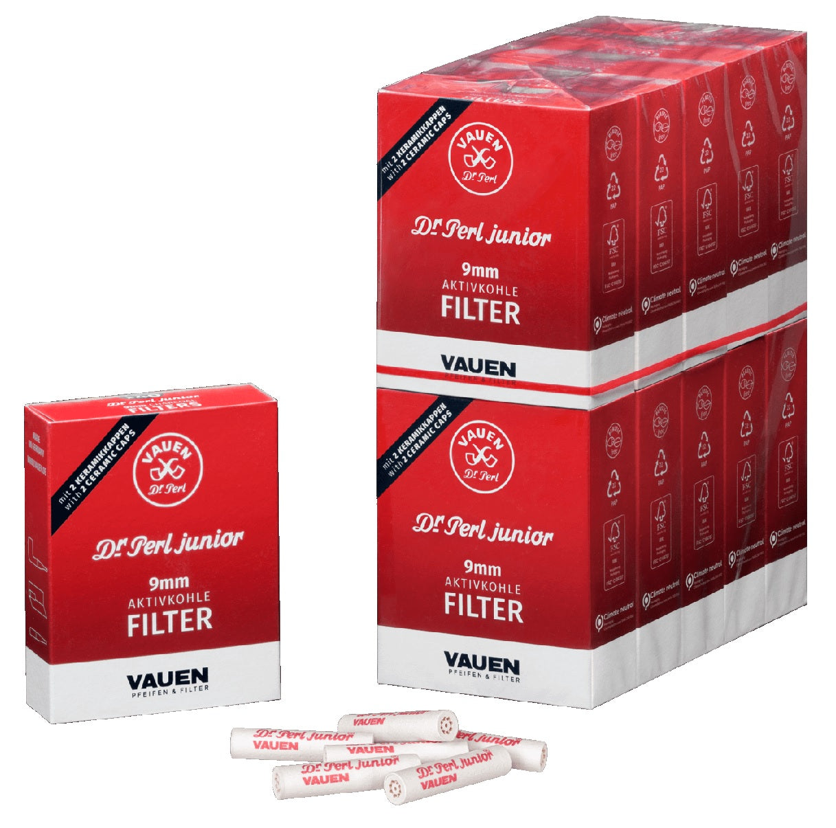 Dr. Perl Junior Aktivkohlefilter, 9 mm Ø, 40 Stück