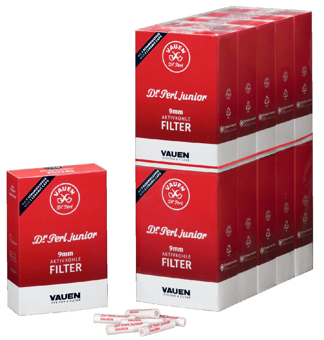 Dr. Perl Junior Aktivkohlefilter, 9 mm Ø, 100 Stück