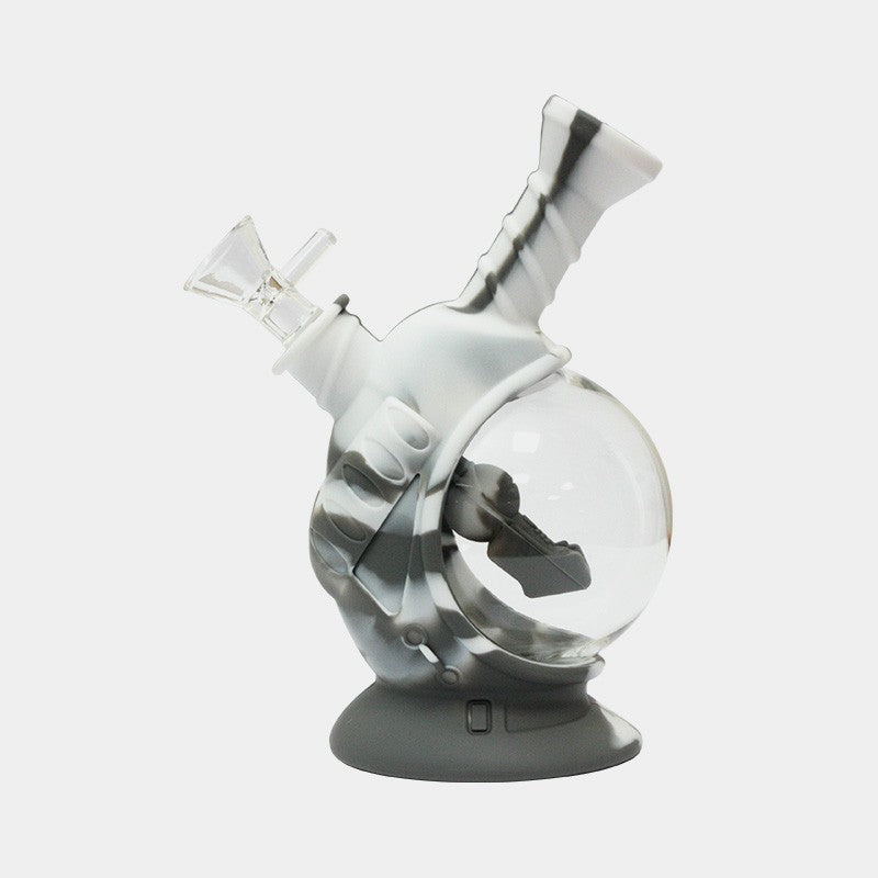 Silikon Glass Bong, Raumschiff Grau und Weiß, NS14,5