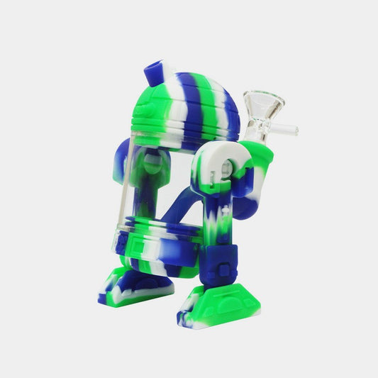 Silikon Glass Bong, R2, Blau,Grün,Weiss  NS14,5