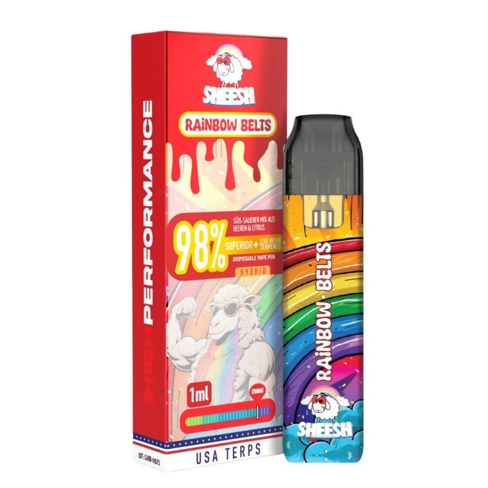 Sheesh 98% Superior Einweg Vape Pen Rainbow Belts 1ml mit Steuerbanderole