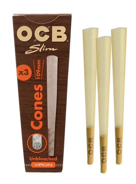 OCB Premium Slim Unbleached Cones 3er Pack