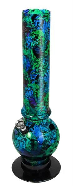 Acryl-Bong,"Graffiti" 32cm, Bubble-Straight, blau-grün
