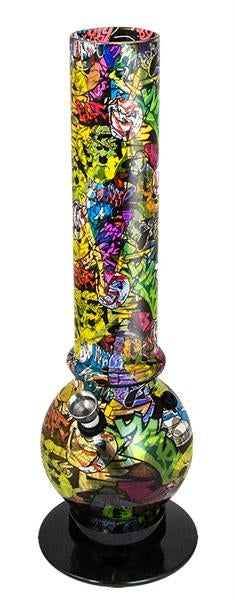 Acryl-Bong,"Graffiti" 32cm, Bubble-Straight, gelb