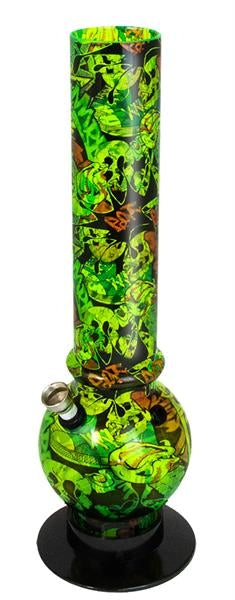 Acryl-Bong,"Graffiti" 32cm, Bubble-Straight, grün