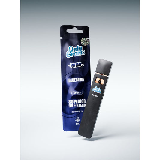 Only Grams V2 Prime "Blueberry" 96% Superior Blend, Nikotine & THC Frei,600 Züge,1ml