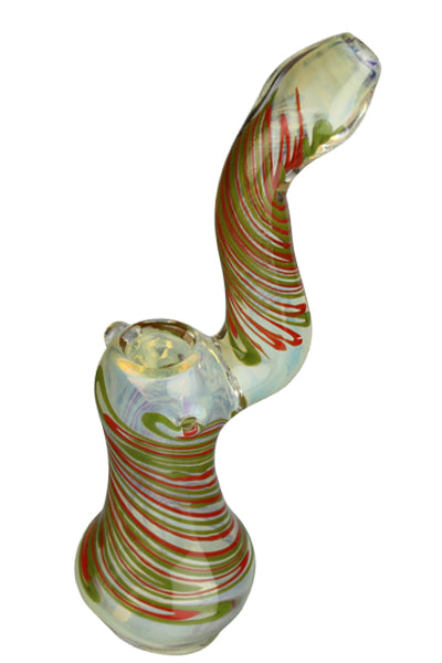 Glasbubbler Colour H: 21cm, Dicke 4mm, Rot Grüne streifen