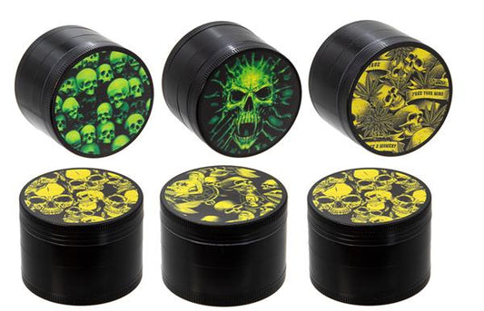 CNC Aluminium Grinder ø 50mm, 4-part "glow in the dark - Skull"