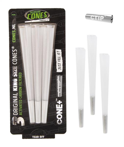 CTIP Filter CONES KING SIZE, 3er Blister Packung, Prerolled Papercones mit CTIP Filter,
