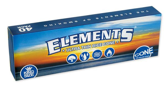 Elements Ultra Thin Rice Cones - King Size - 40 Cones