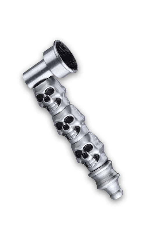 Champ High Skull Metall Pfeife Silber, 8cm