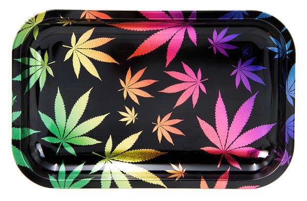 "LEAVES GRADIENT Metallic" Dreh-Tablett, Metall, SMALL,  Rolling Tray