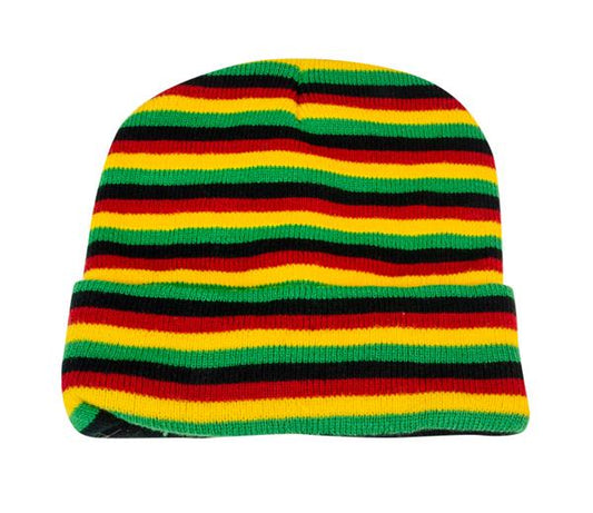 Acryl-Strickmütze Winter, gestreift "RASTA"