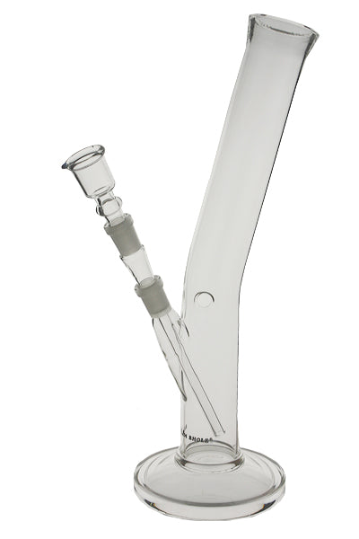 B.B.Bhole Glasbong Zylinder gebogen, 34cm Höhe, 14.5er