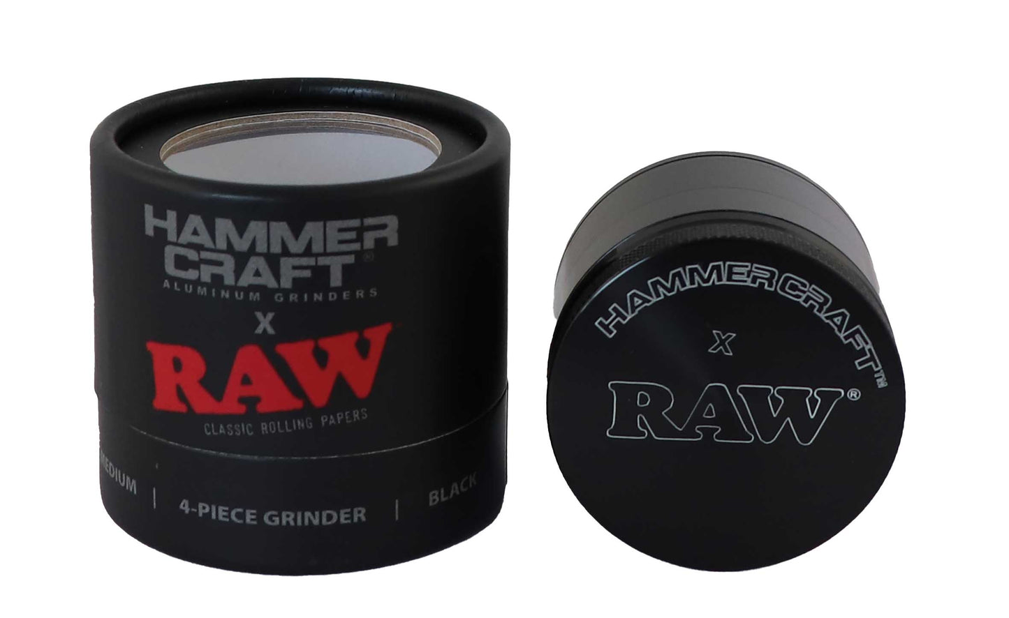 "RAW Hammercraft x" Alu Grinder, 4-part, ø 55mm, M, schwarz
