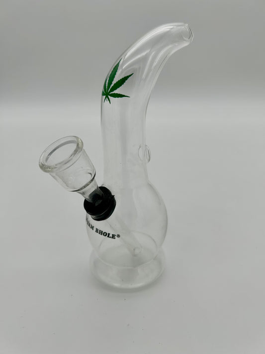 B.B.Bhole Glasbong gebogen mit Blatt -13cm