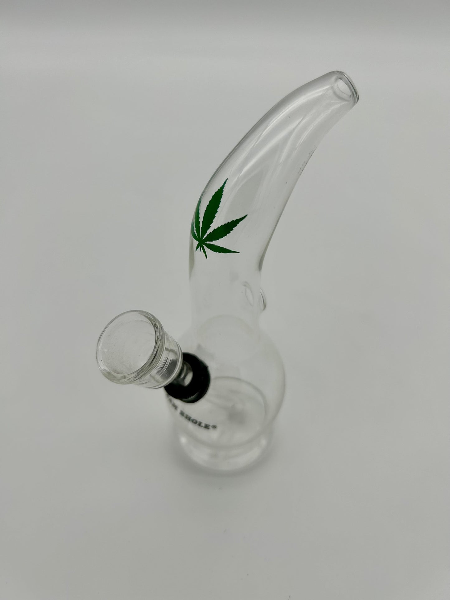B.B.Bhole Glasbong gebogen mit Blatt -13cm