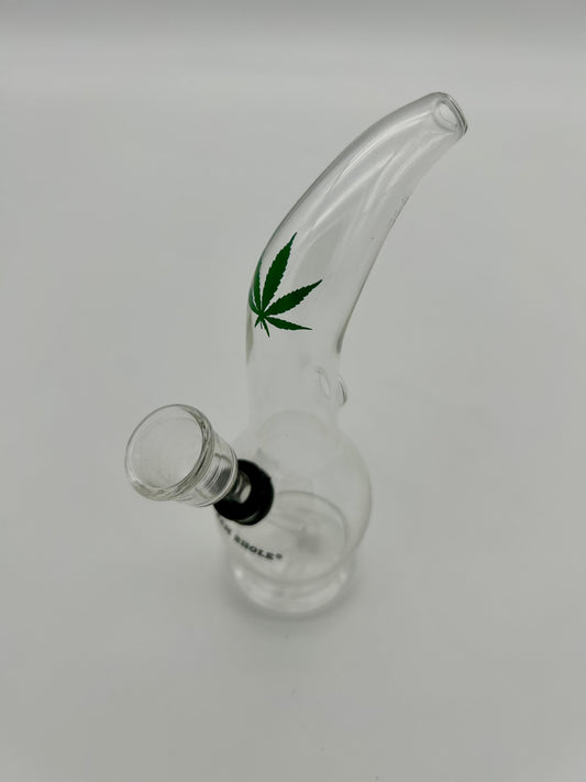 B.B.Bhole Glasbong gebogen mit Blatt -13cm
