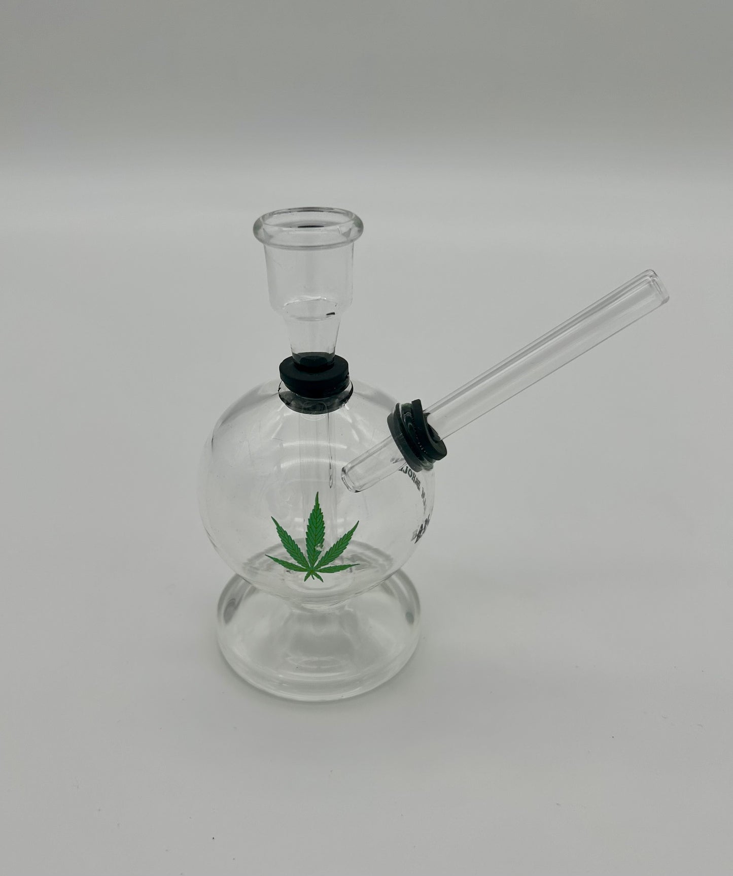 B.B.Bhole Glasbong-11cm mit Blatt Motiv