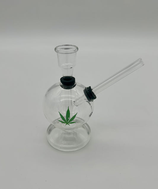 B.B.Bhole Glasbong-11cm mit Blatt Motiv