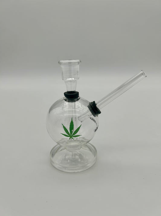 B.B.Bhole Glasbong-11cm mit Blatt Motiv