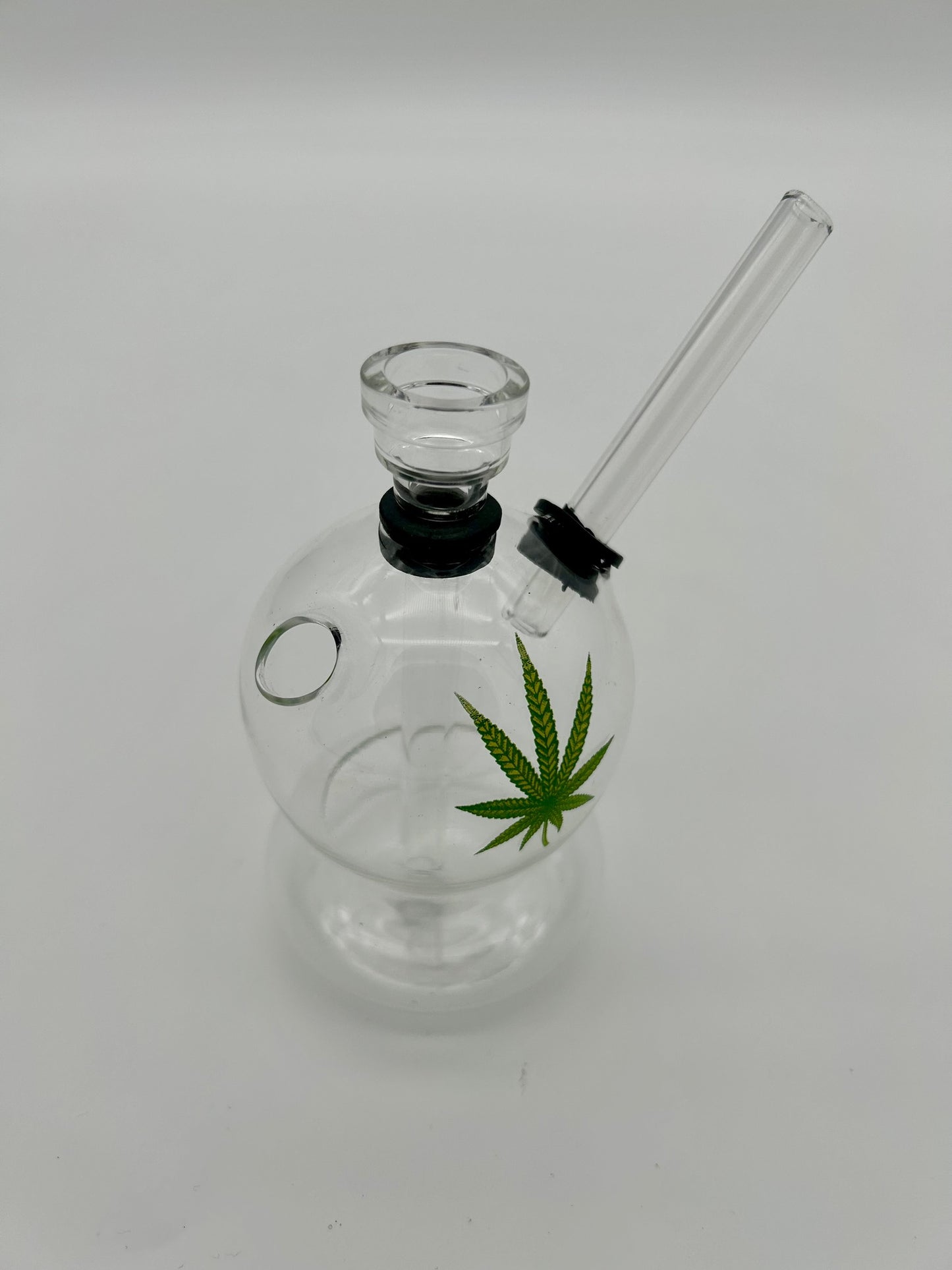 B.B.Bhole Glasbong mit Blatt Motiv - 11cm