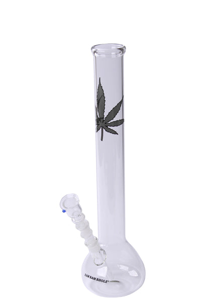 B.B.Bhole Glasbong Bauch Hanfblatt NS: 14.5 H: 38cm