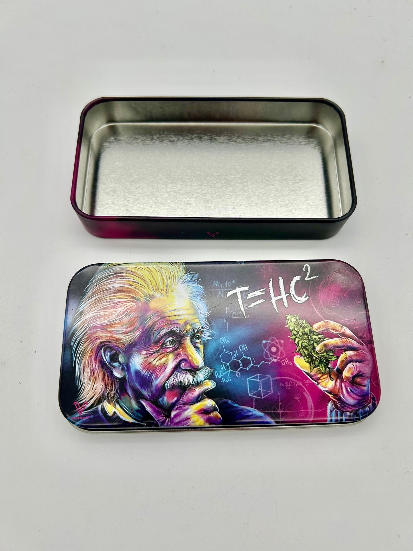 "Syndicase" Große Metalldose, "Einstein T=HC2"