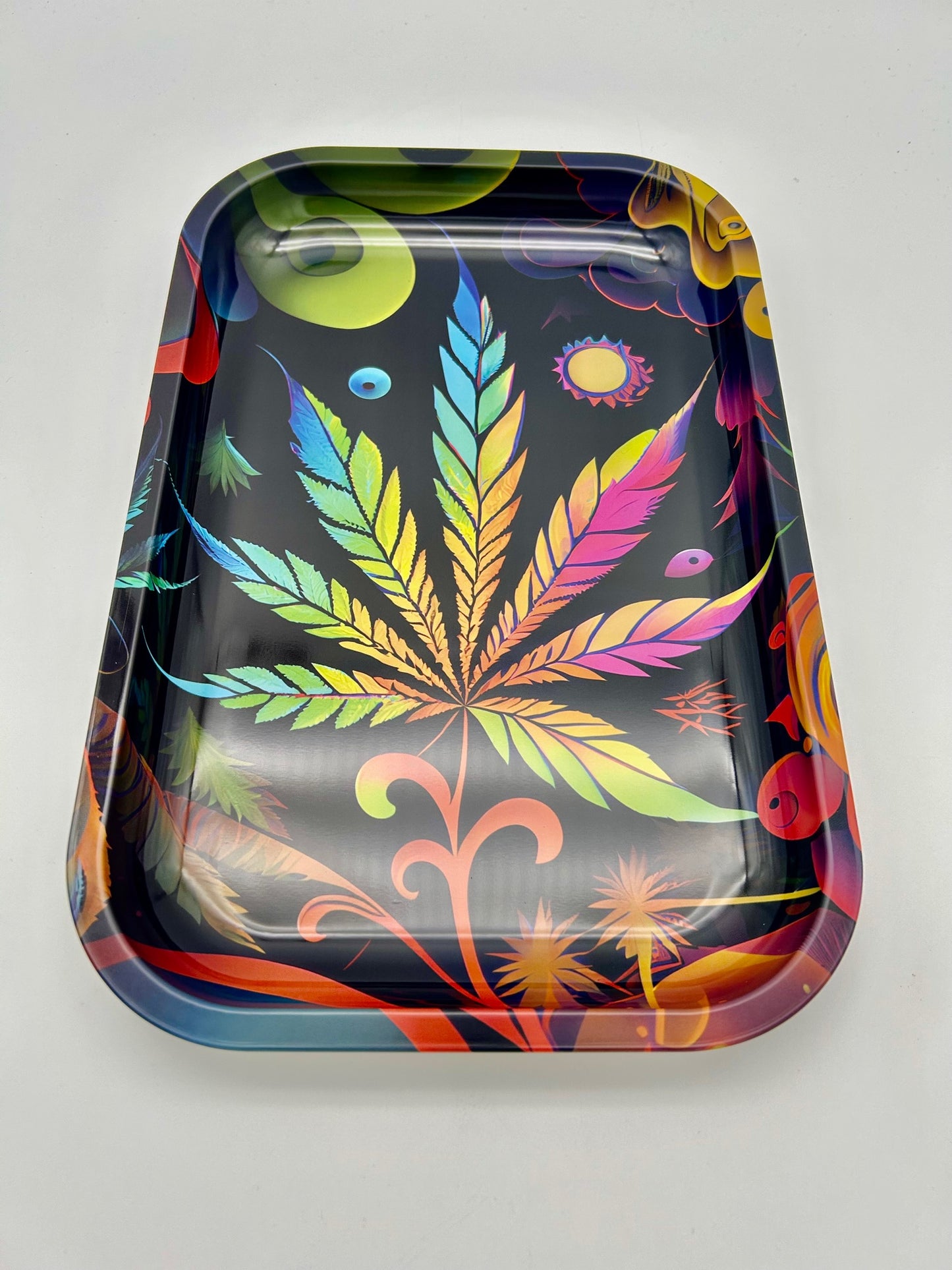 "Colourful Leaf" Dreh-Tablett - Rolling Tray 29x19x1