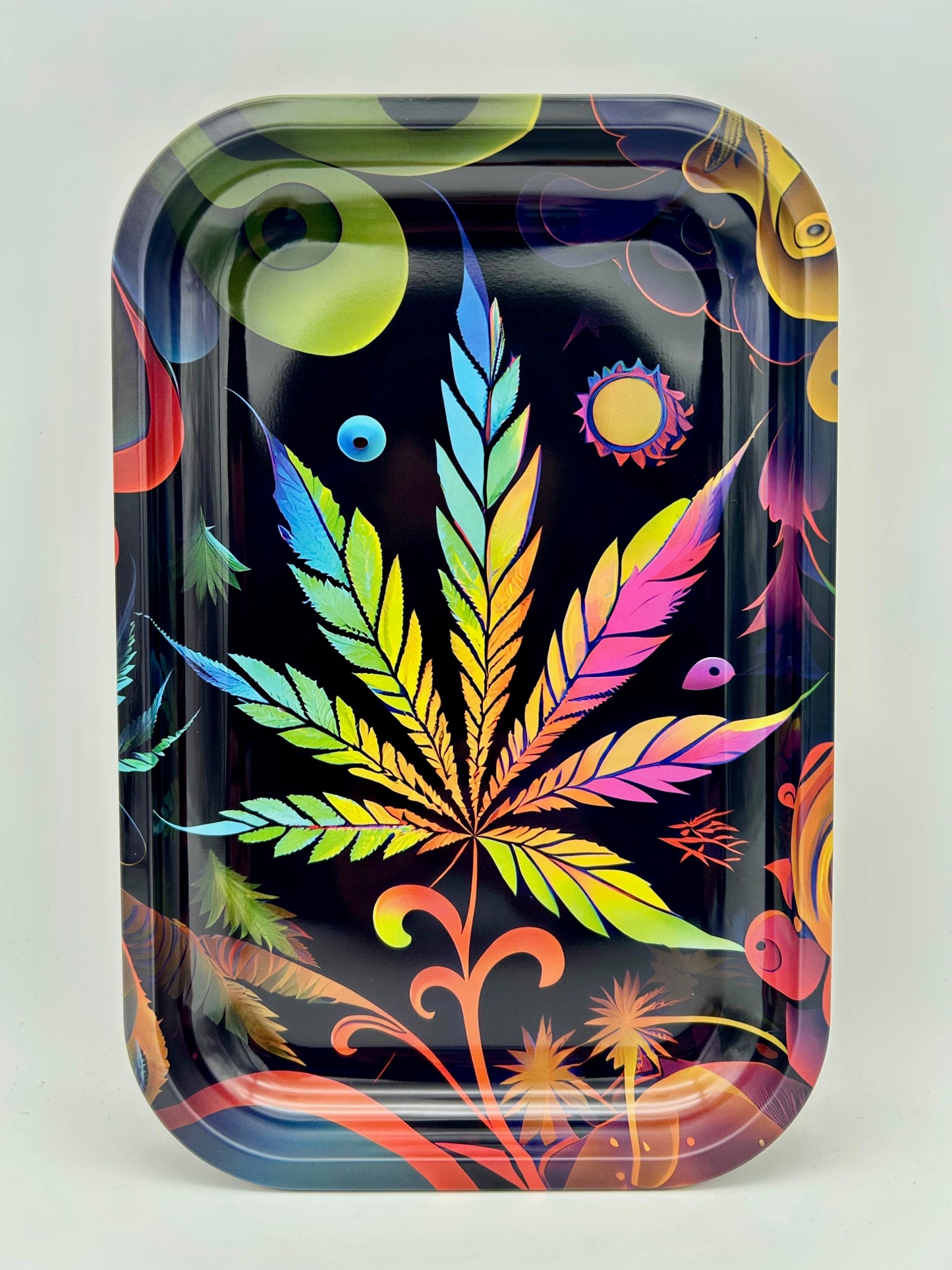 "Colourful Leaf" Dreh-Tablett - Rolling Tray 29x19x1