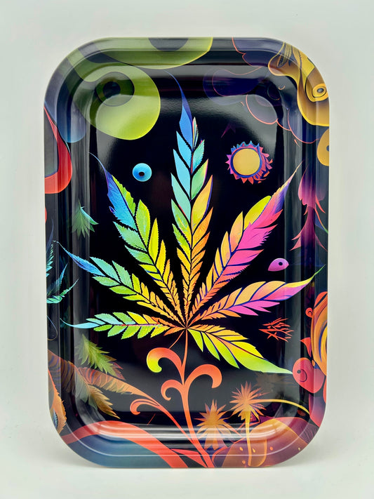"Colourful Leaf" Dreh-Tablett - Rolling Tray 29x19x1