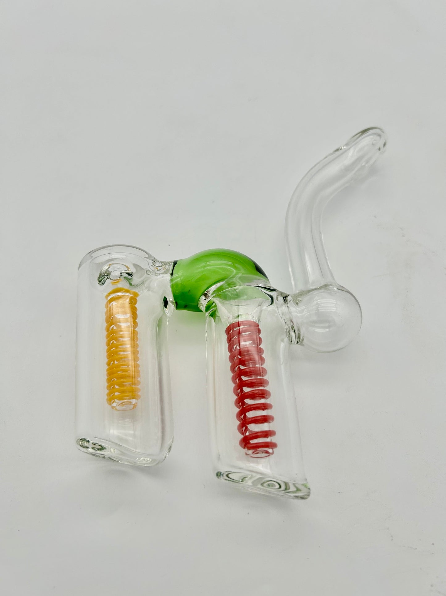 Coloured Glas Pipe in Katzenform, heavy, 15,5cm