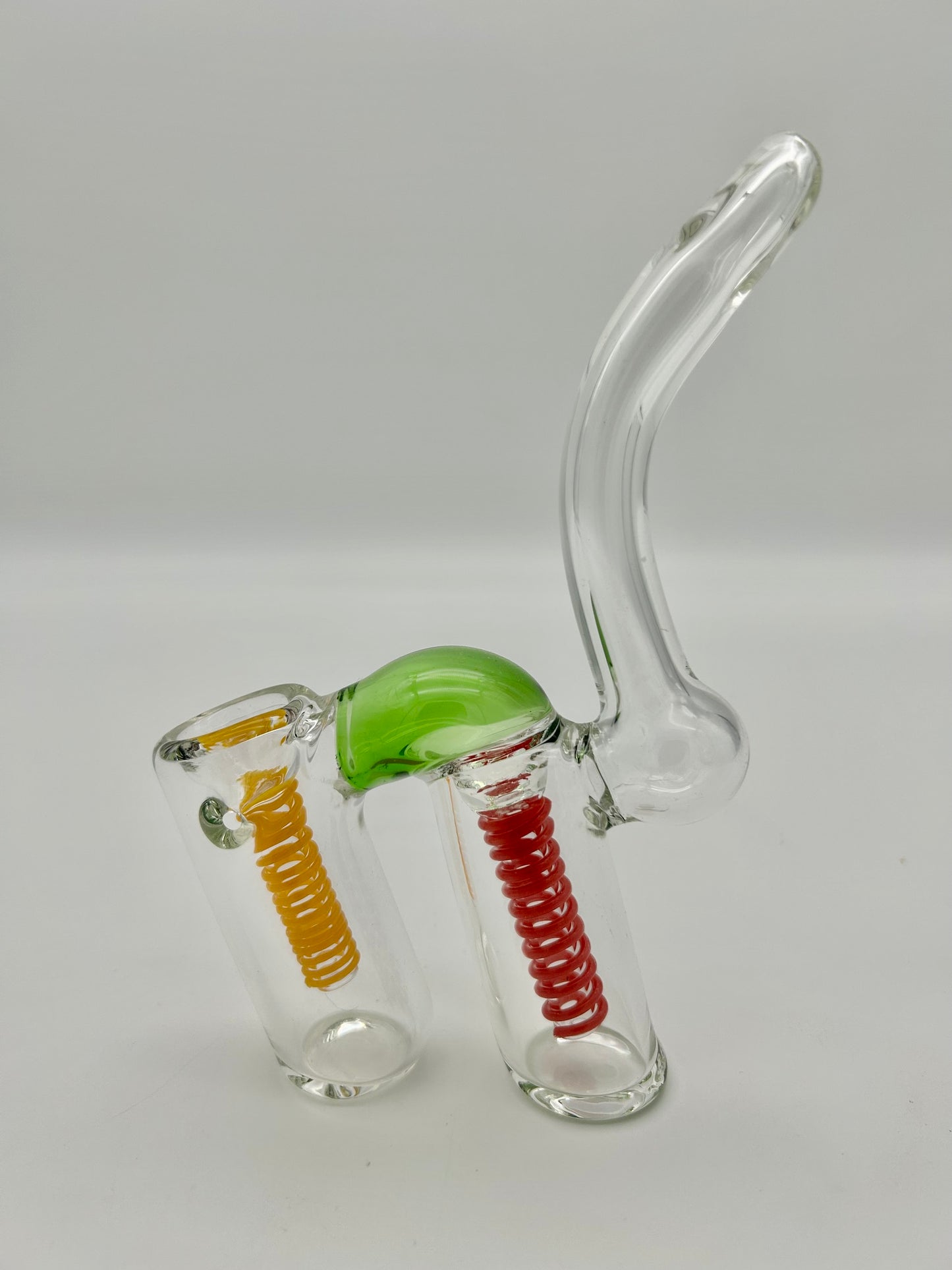 Coloured Glas Pipe in Katzenform, heavy, 15,5cm