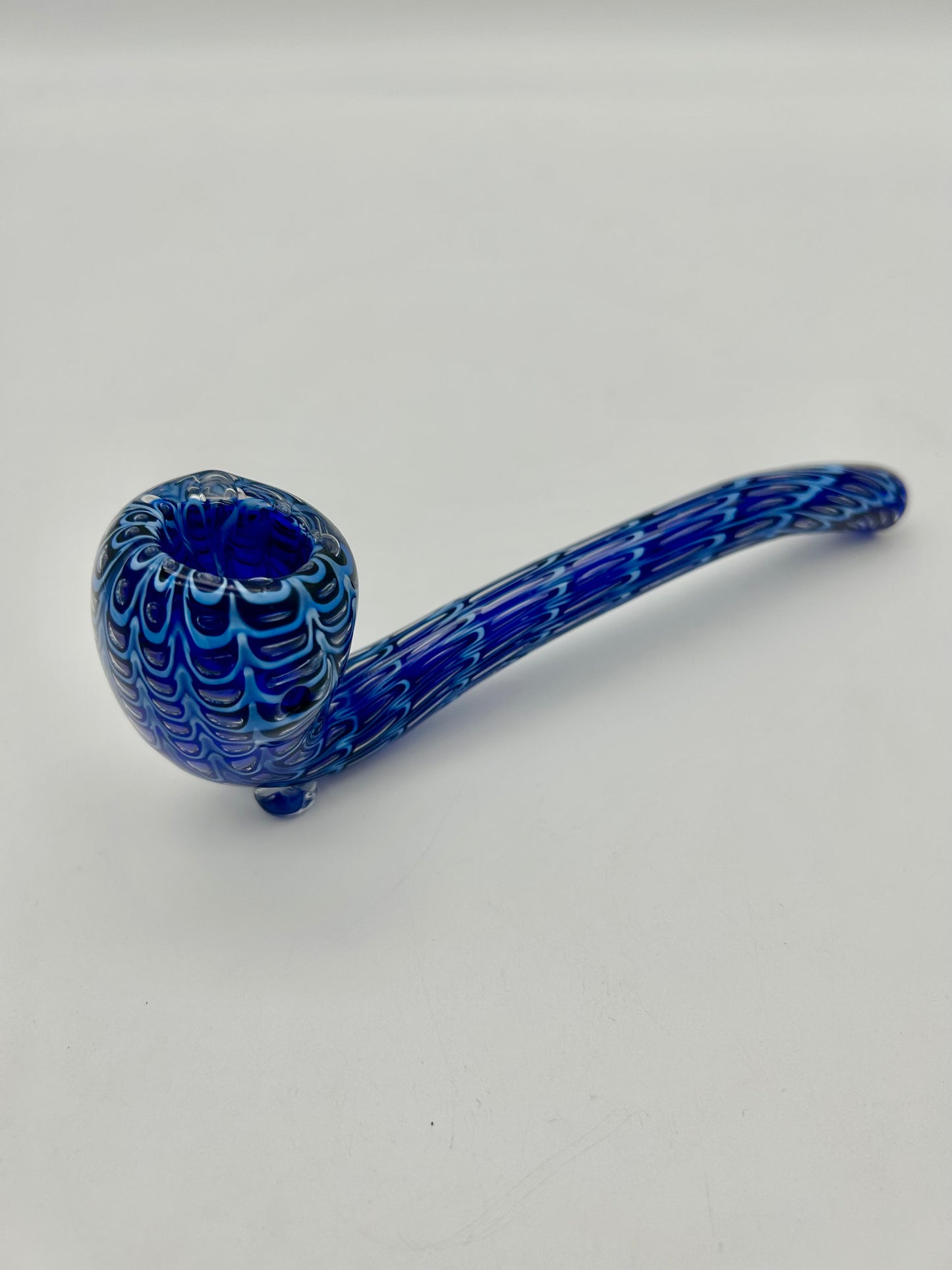 Glas Pfeife gebogen Blau 18cm Lang