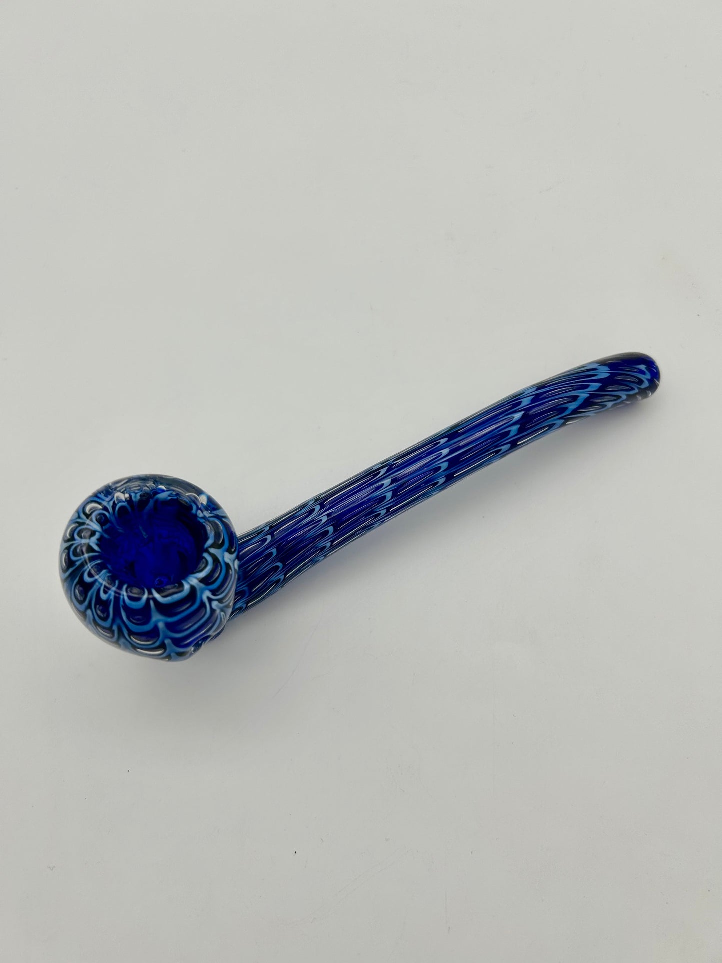 Glas Pfeife gebogen Blau 18cm Lang
