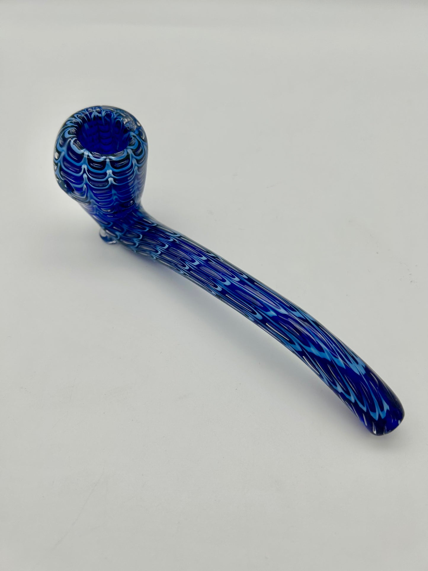 Glas Pfeife gebogen Blau 18cm Lang