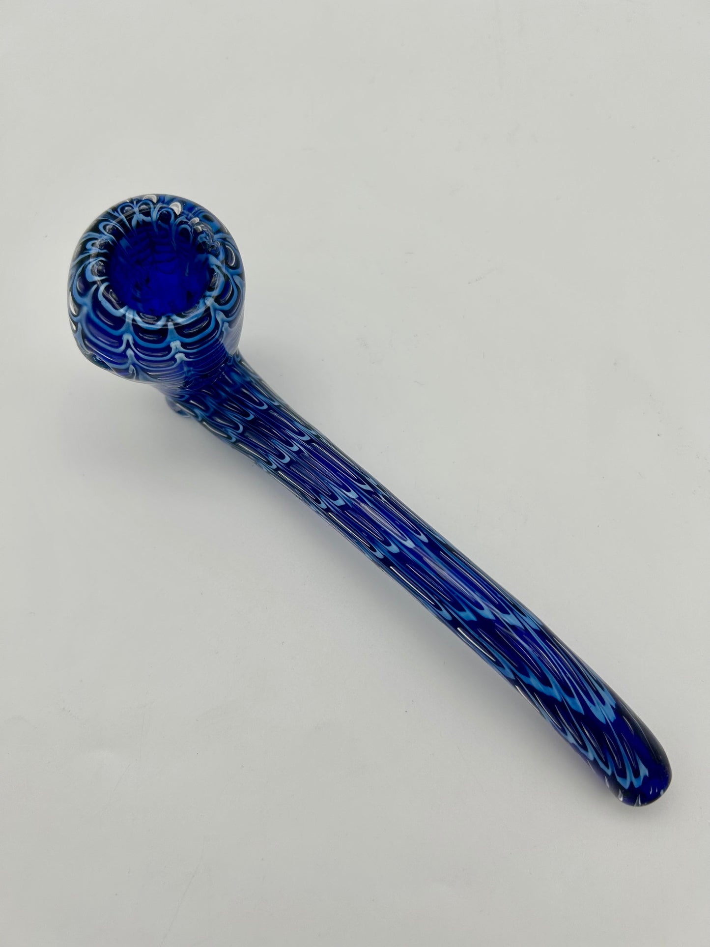 Glas Pfeife gebogen Blau 18cm Lang